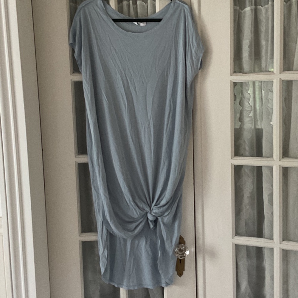 Double Zero Light Blue Knotted T-Shirt Dress
